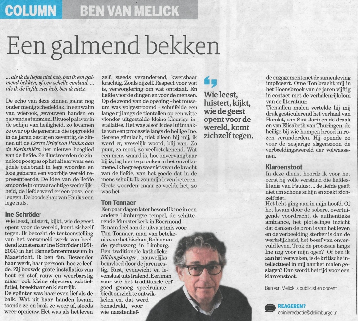 Column Ben van Melick in De Limburger, februari 2019